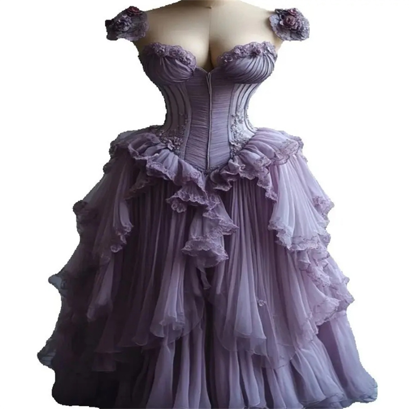 Mystical Lilac Rococo Prom Dress Victorian Era Ruffles Fairy French Duchess War Southern Belle Evening Dress Medieval Renaissance Bustle Formal Occasi
