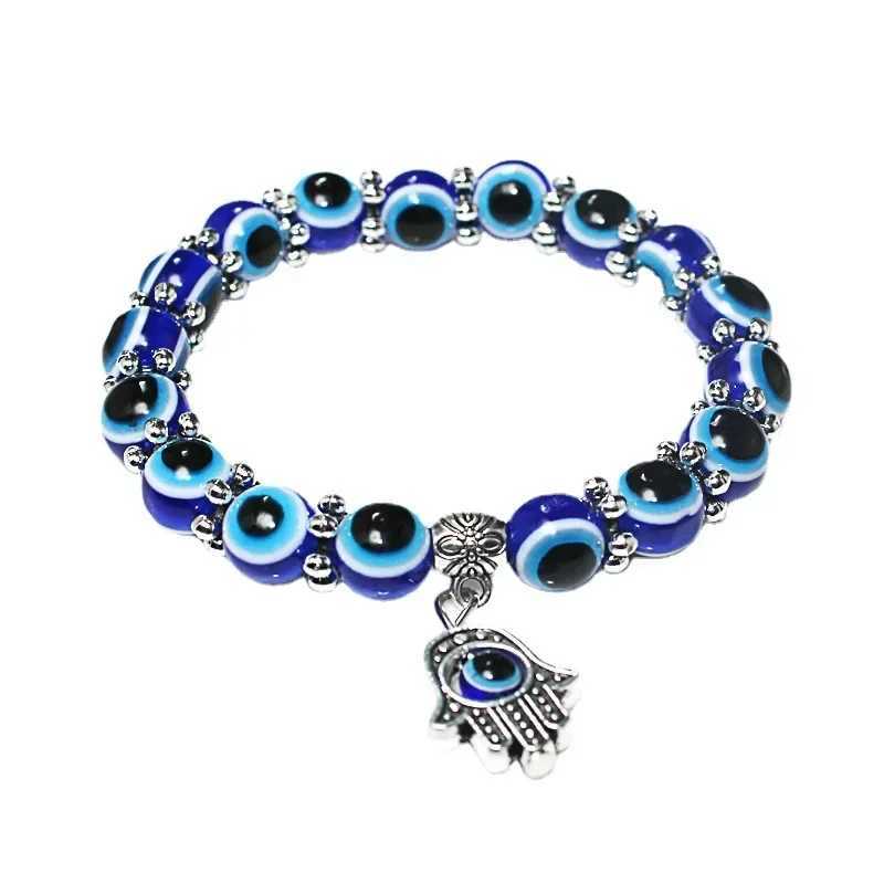 2 antique blue evil eye bracelets suitable for women lucky amulet hand of Fatima lucky Trkiye bracelet color simple Tren W241231