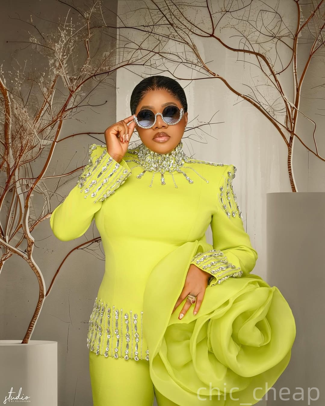 Yellow Mermaid Prom Jumpsuits Dresses 2025 Crystals Flower Satin Evening Formal Party Second Birthday Engagement Gowns Plus Size Dress For Special Occ