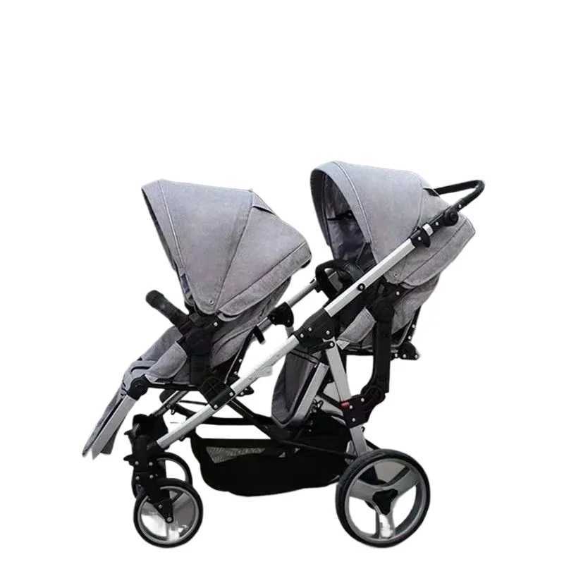 Twin Baby Stroller Foldable Two-way Multifunctional Twin Baby StrollerHigh View Baby Stroller Adjustable ArmrestsXJ241231