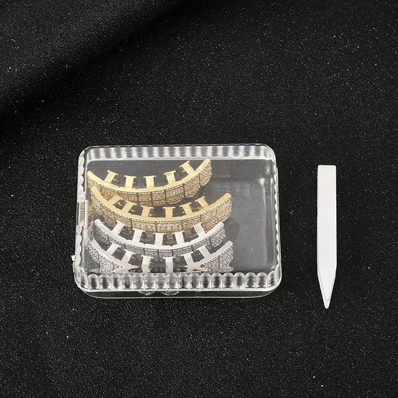 Hip Hop Full CZ Stones Long Teeth Caps Cubic Zircon Iced Out Micro Pave Top Bottom Charm Grills For Men Women Jewelry 241226