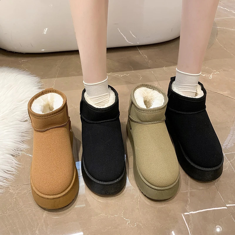 Classic Thickened Fluff Womens Snow Boots Comfortable Warm Ankle Boots Women Winter Ladies Shoes Chunky Botas Mujer 241231