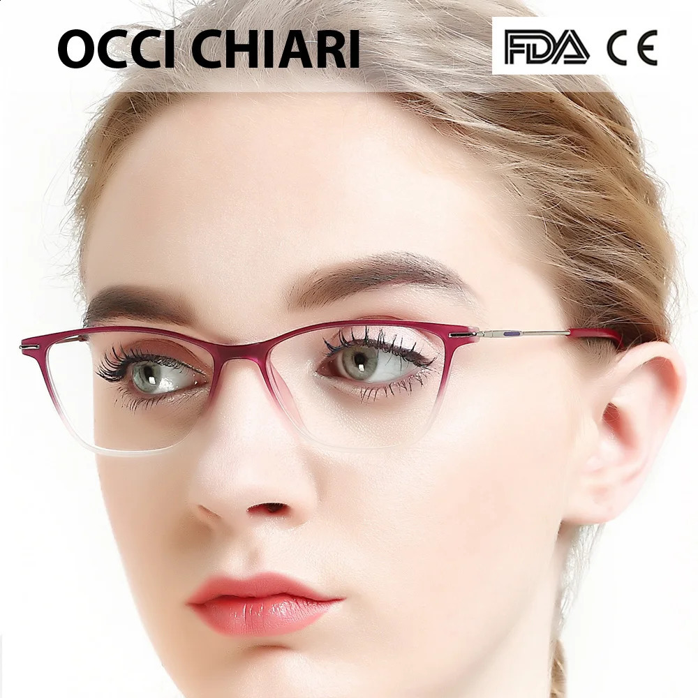 OCCI CHIAR Cat Eye Blue Light Glasses Frame Women Computer Glasses Decorative Myopia Prescription Eyeglasses Frames false Eyewear 241230