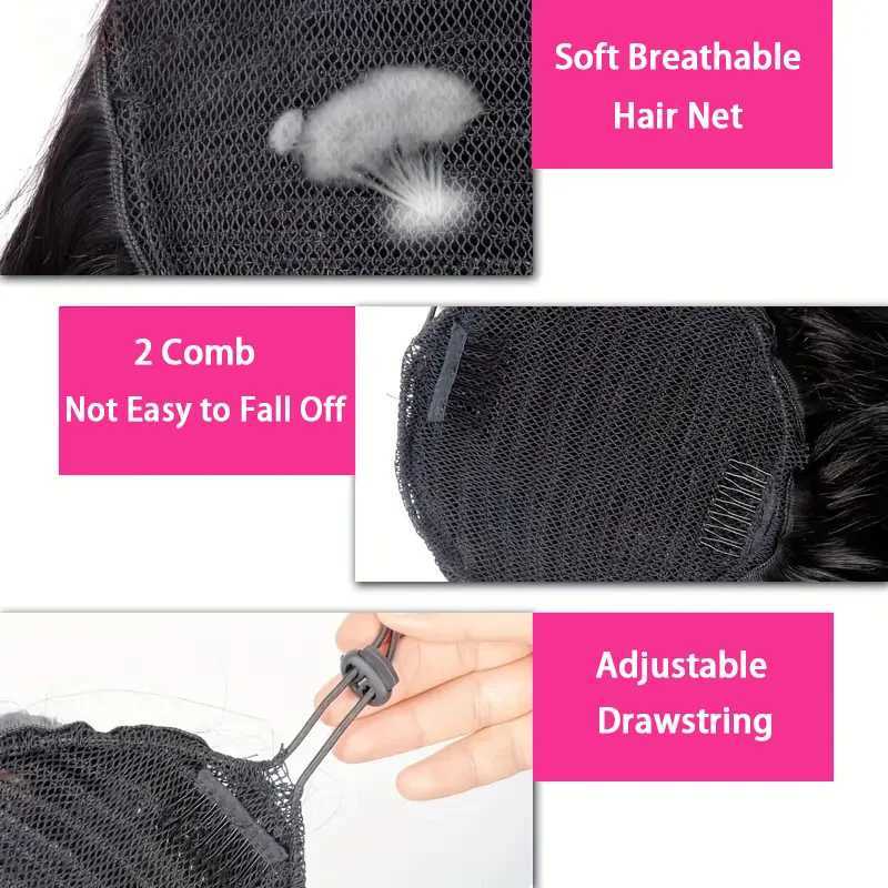 00G/piece body wave human hair brushed ponytail extension Remy hair natural ponytail clip female hair extension W241230
