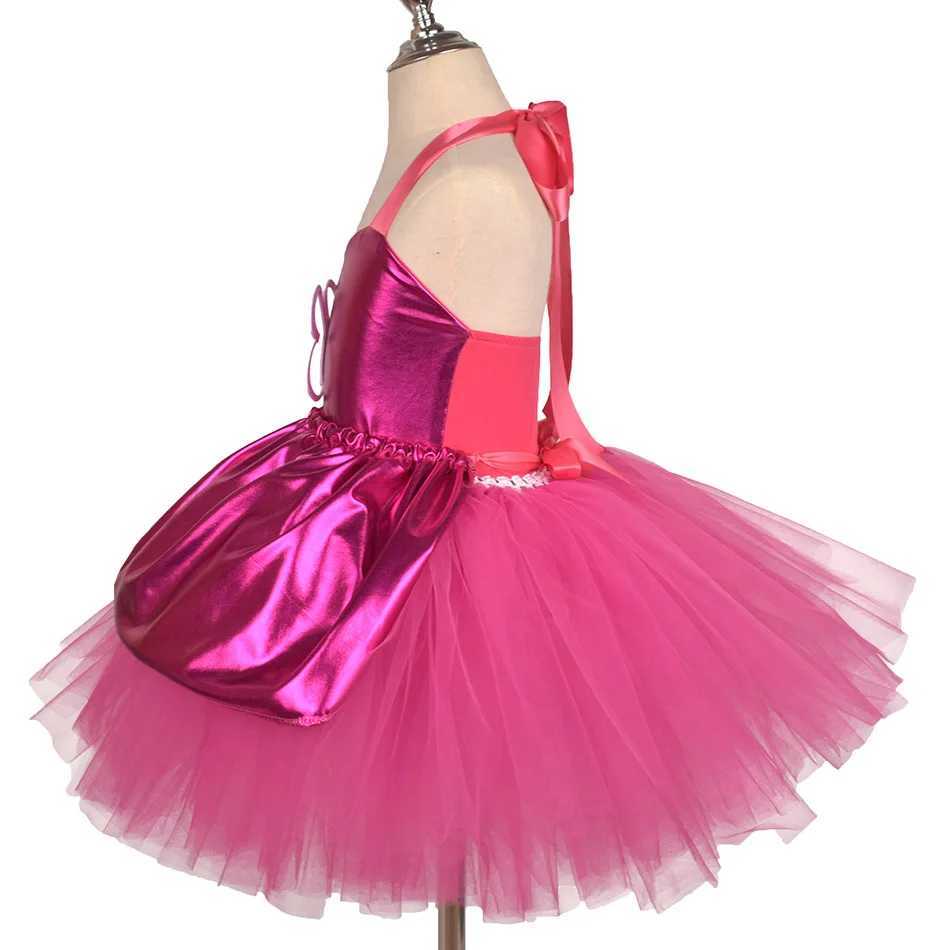 Princess girl Rosy Knee Length Barbi Tutu girl birthday party dress Halloween Christmas costume Margot Robbie cosplay W250111