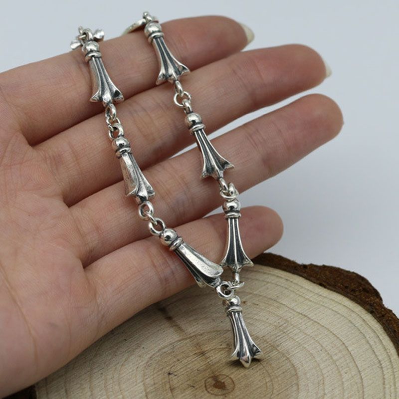 D76 S925 Sterling Silver Bracelet Fashion Letter Personalized Retro Cross Tail Punk Hip Hop Style Lover Gift new