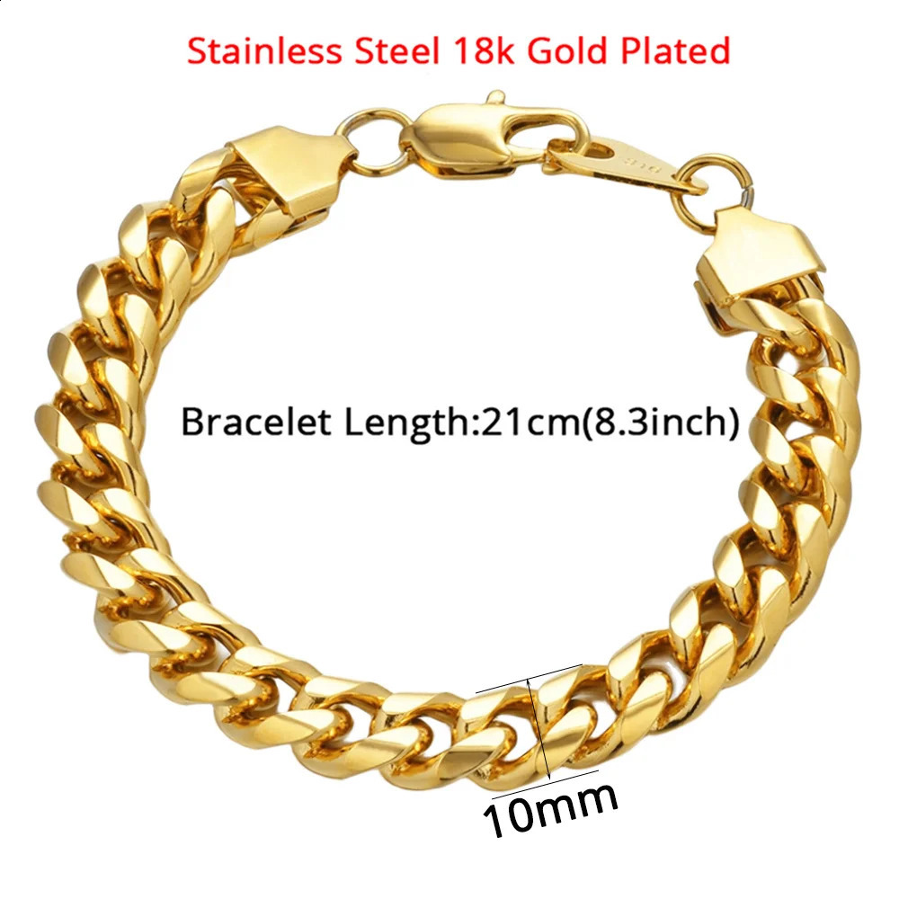 5 Style Men Bracelet 316L Stainless Steel Gold Silver Color Curb Cuban Link Chain Bracelet for Male Hiphop Trendy Jewelry Gift 241230