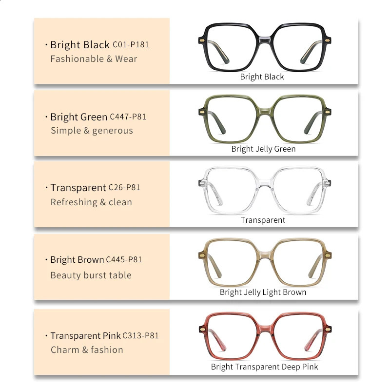 Women Fashion Acetate Blue Light Blocking Computer Glasses Without Degrees Female Square Eyewear Spectacles Frames BC907 241230