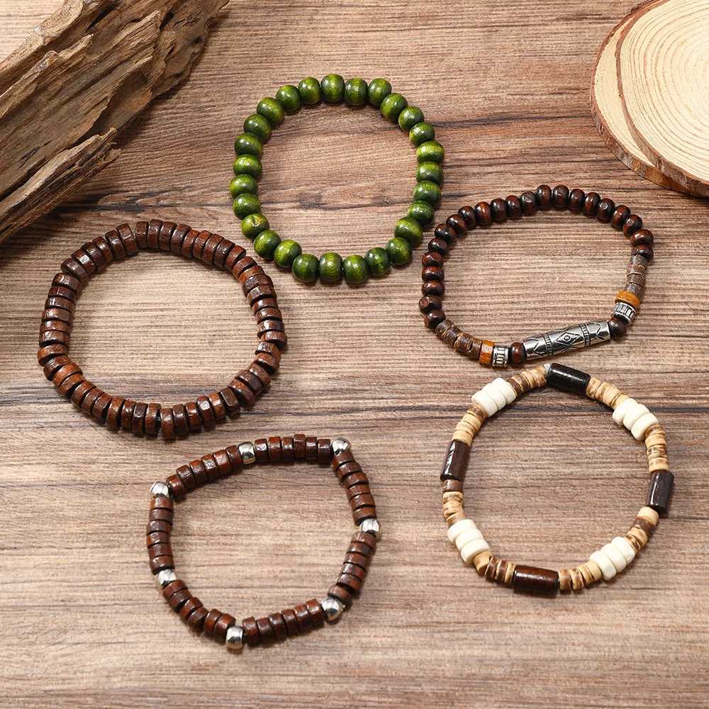 Vintage fashion woven bead bracelet for men vintage and peaceful tree multi-layer bead chain jewelry accessories gifts W241231