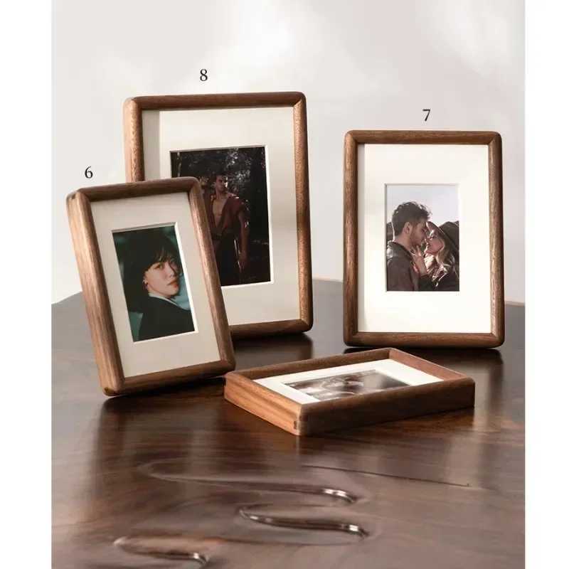 Frames Black walnut solid wood rounded swing table 6/7/8 inch Mortise Tenon home decoration picture frame CL241231 H260306