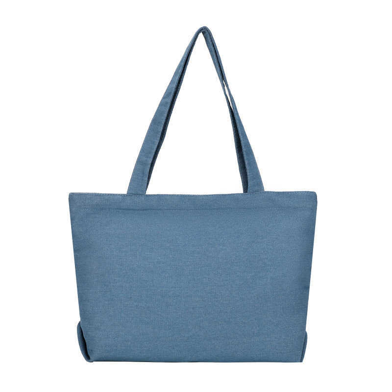 Lightweight denim canvas, simple, fashionable, stylish, casual, solid color, portable, women's large capacity single shoulder tote bag 241231