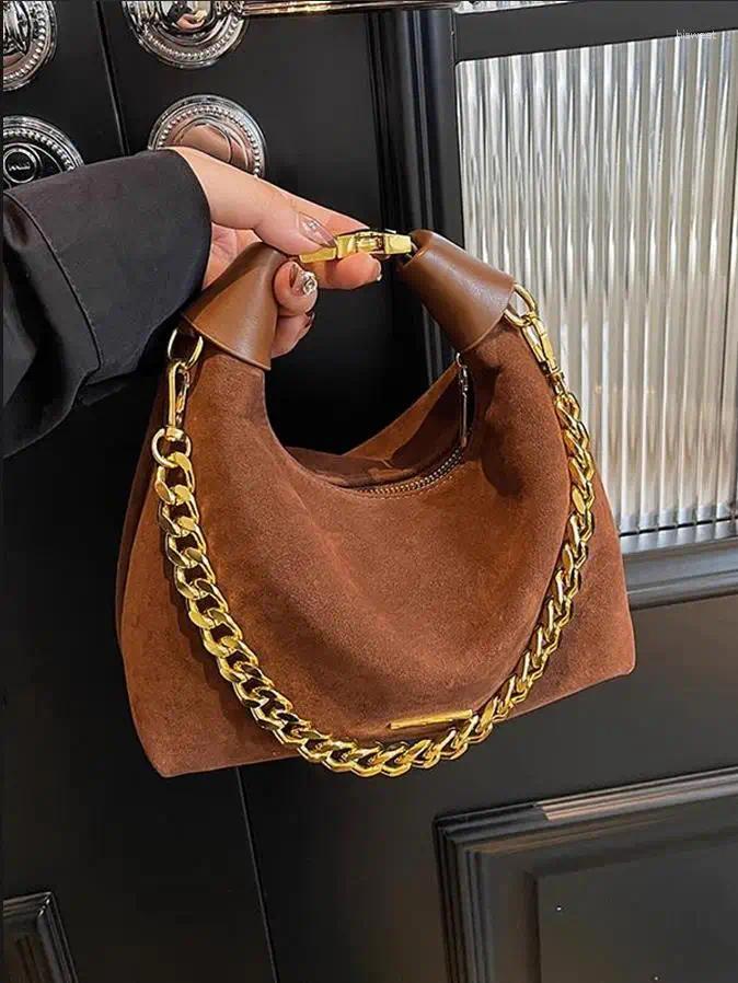 Totes Trendy Retro Crossbody Bag Suede Leather Shoulder Bags Women Tote Ladies Handbags And Purses Autumn Vintage Hobos Dumpling