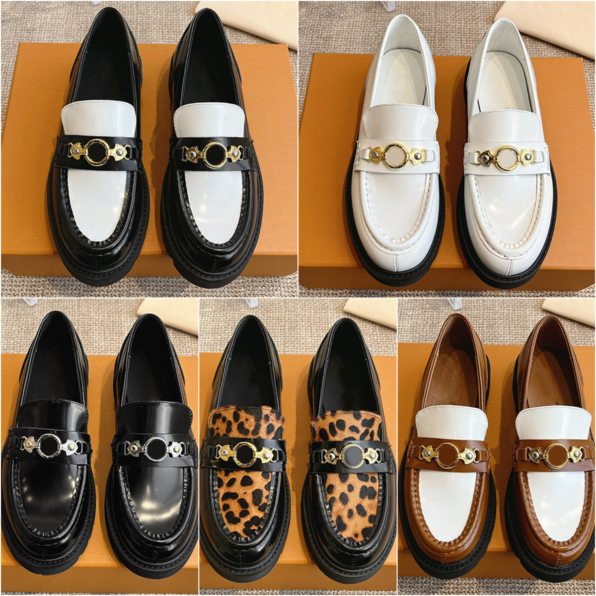 Mirror cowhide mens loafers designer loafers women casual shoes flat loafer platform shoes luxury loafer dress shoes top quality round toes lightweight metal chain