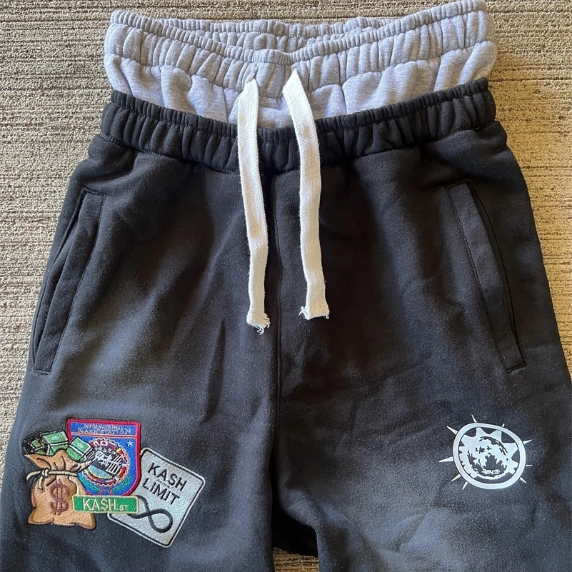 American Sweatpants Y2K Pants Men Gothic Hip Hop Letter Patch Retro Double Layer n Baggy Elastic Waist Casual 241228