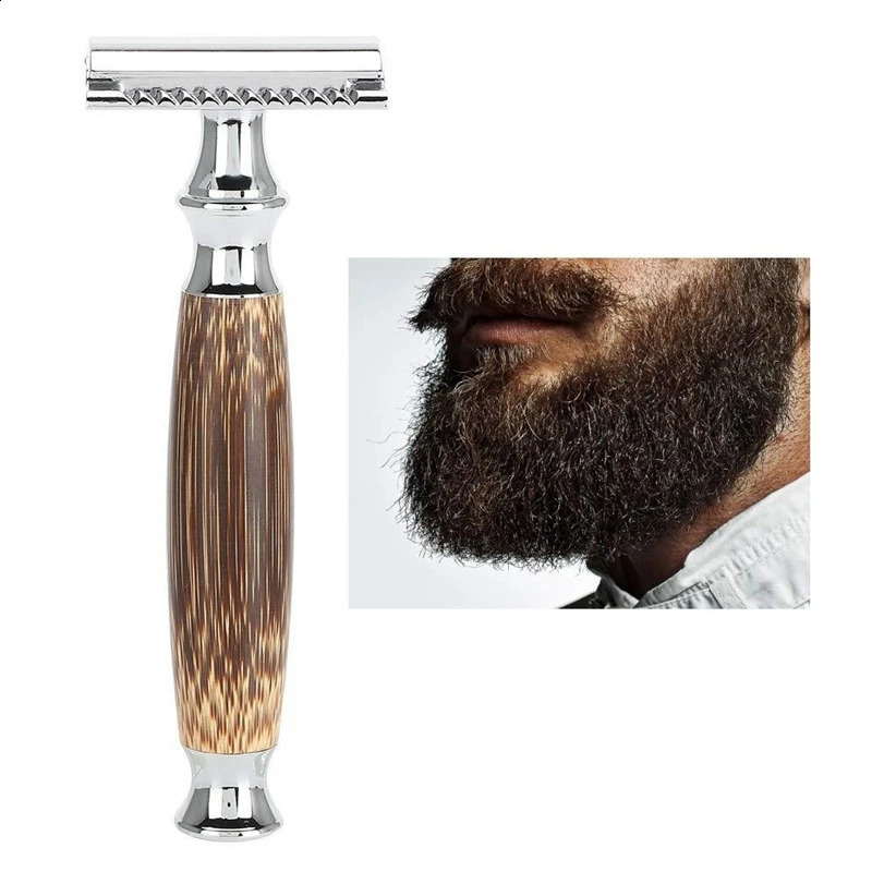 1 Set Classic Bamboo Handle Safety Razor Manual Double Edge Shaving Barber Razors T-Shaped Razor Kit For Men 241230