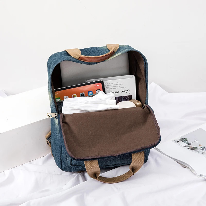 Denim female Backpack Big Capacity Fashion Style Cowboy Cotton Women Backpacks Travel Bags School bag Rucksac Computer bag 241230
