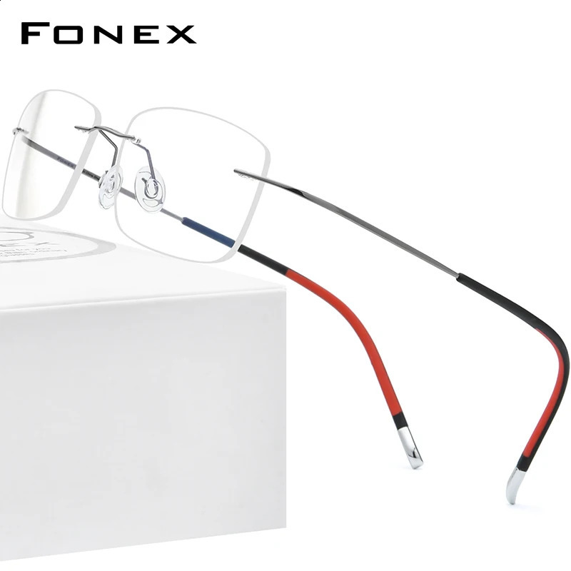 FONEX Rimless Glasses Men Frameless Eyeglasses Frame Women Eyewear 9203 241230