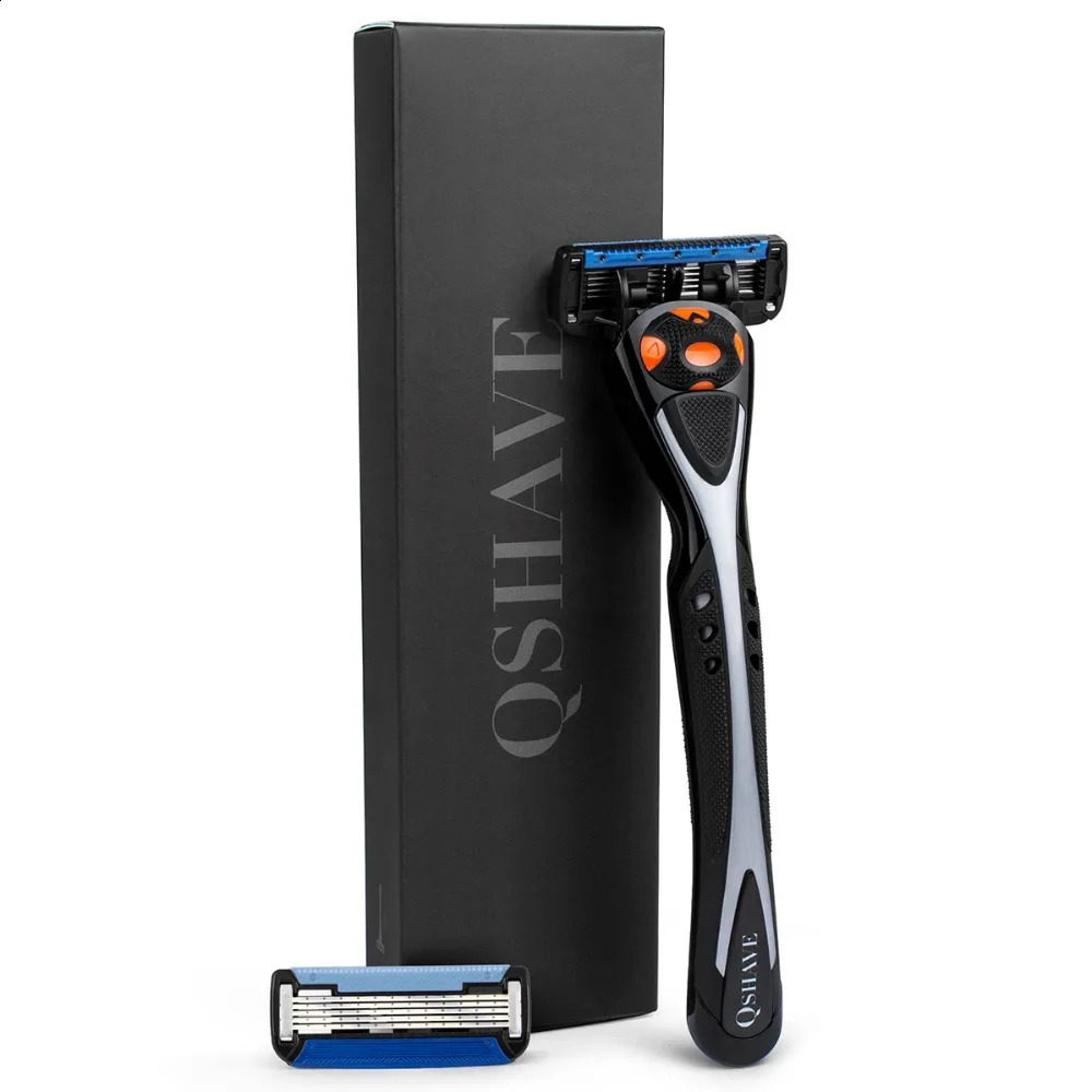 Qshave Black Spider Manual Man Shave Razor with Trimmer 1 Handle 1pc X6 Blade 1pc X5 Blade 241230