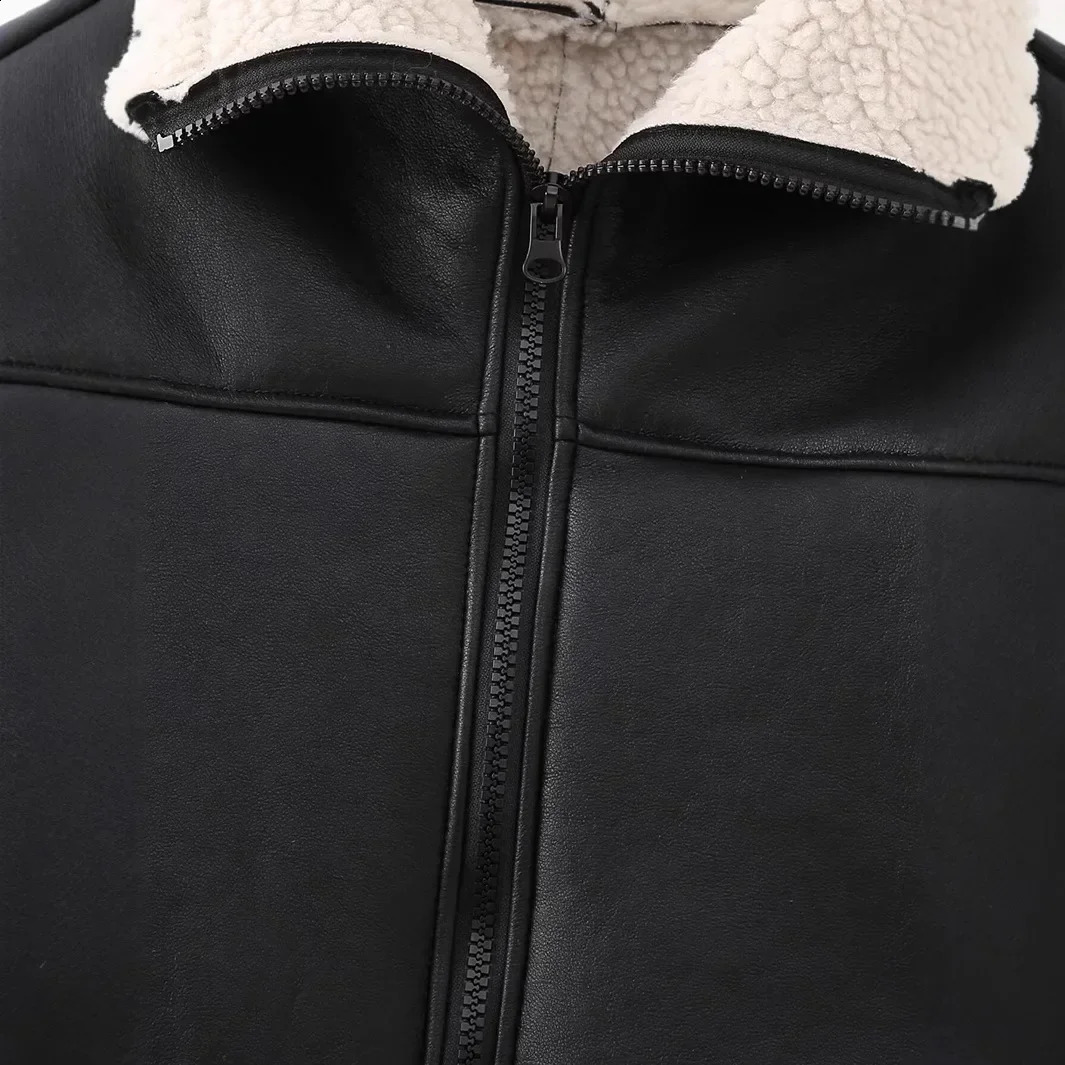 2024 Tref Thick Leather Jacket Women Clothing Autumn and Winter Large Size Fashion Zipper Lamb Fur Coat Loose 241223