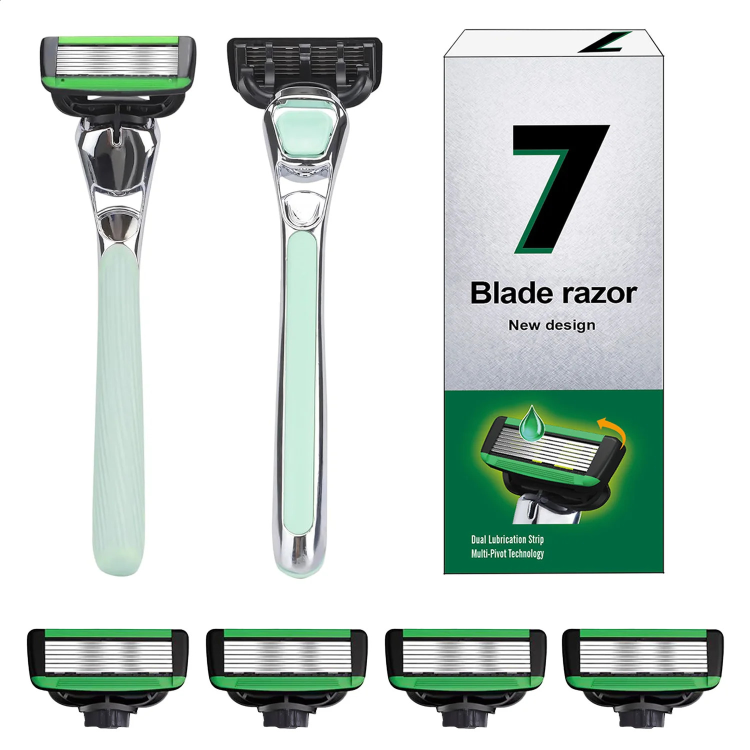 Safety 7-Layer Shaver Set Blade Manual Razor with Replaceable Blades Shaver Resistant Water Wash Shaver Manual Razor 241230