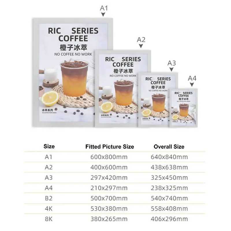 Frames Moetron Large Poster Frame 50x70cm Soft PVC Magnetic Frame A2 Poster Frame 40x60cm Adhesive Wall Frame 50x70cm CL241231