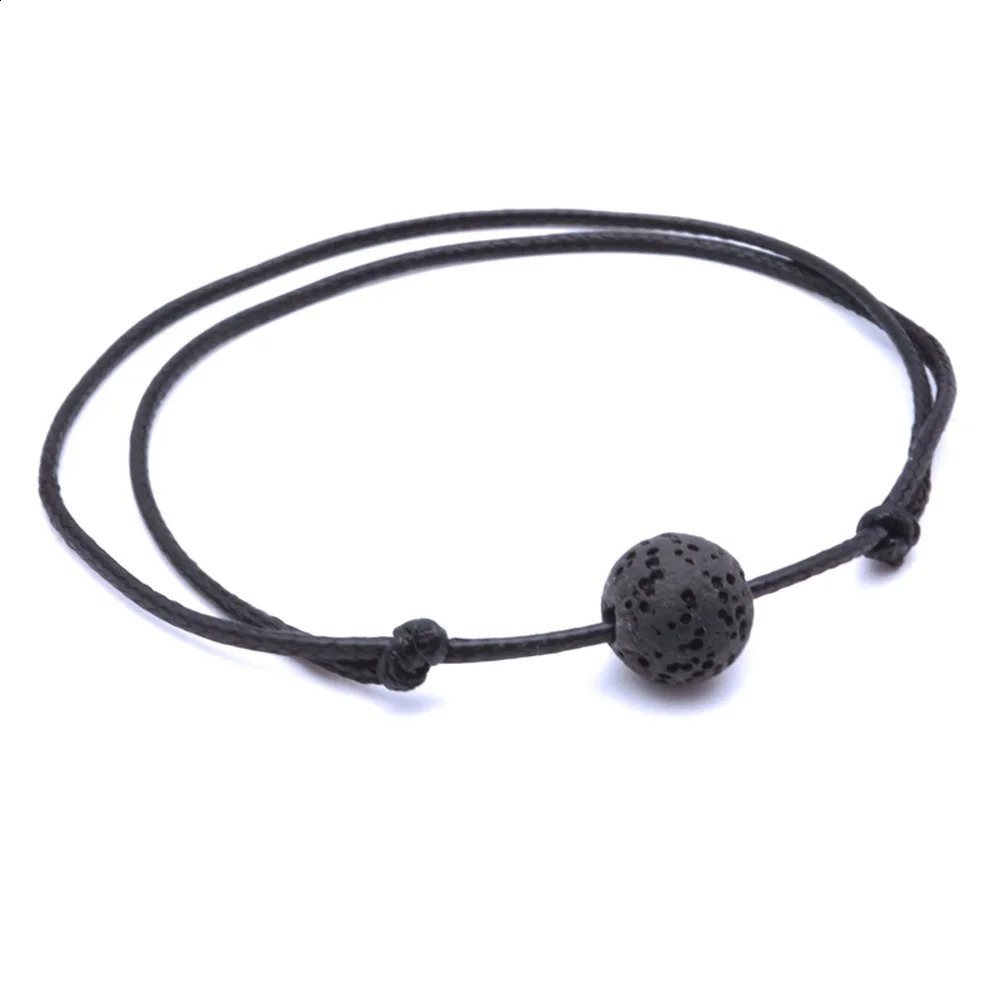 20pcs Women Men Adjustable Beach 10mm Colorful Lava Stone Bead Anklet Black Rope Braided Friendship Ankle Bracelet Jewelry 241226