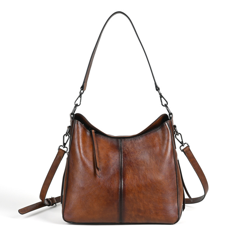 2024 New Trendy Top layer Cowhide Women's Large Capacity Soft Leather Crossbody Shoulder Underarm Bag