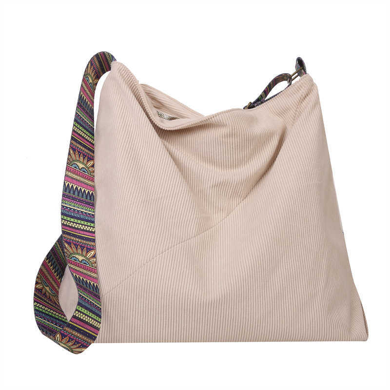 Large Capacity Corduroy Women's Bag Fashion Casual Shoulder Bag Simple Diagonal Canvas Bag 241215