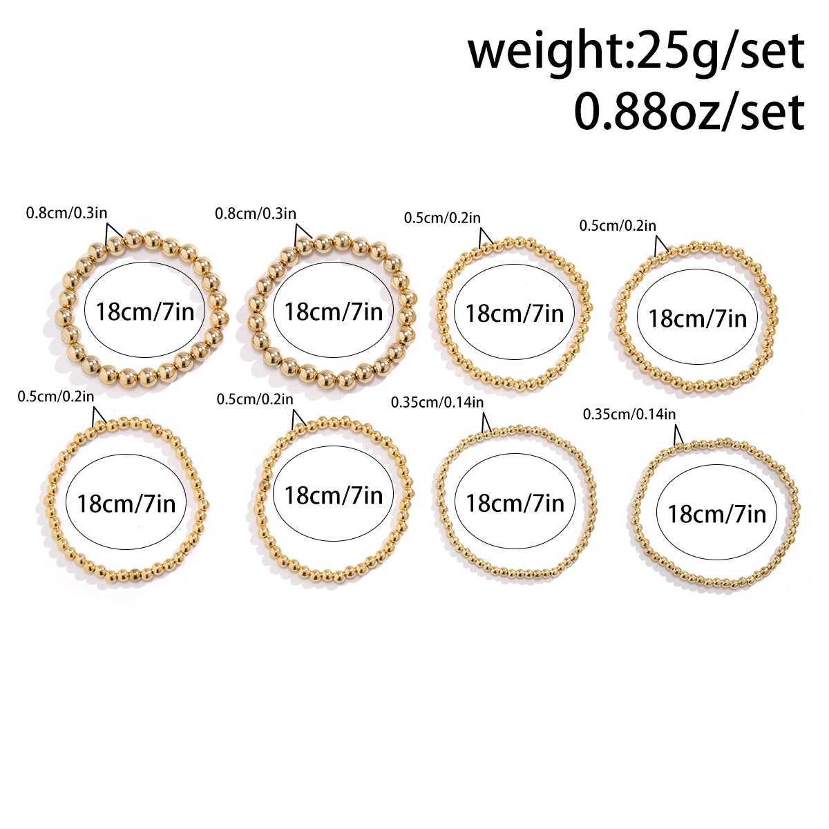 KunJoe 8pcs/Set Punk Handmade Ball Bead Bracelet Mens Retro Silver Bracelet Party Fashion Jewelry Gift W241231