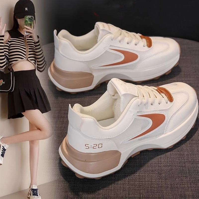 Leisure network red breathable sports shoes female 2025 spring and autumn fashion new network surface daddy shoes outdoor soft sole running shoes