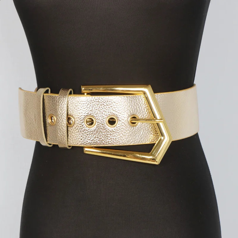 female irregular metal buckle PU leather lychee pattern decoration with woolen wool overcoat waistband seal belt 241226