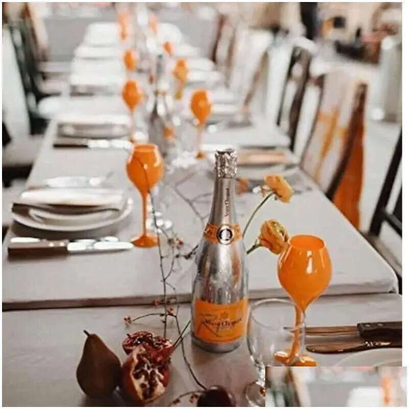 Wine 6Pcs Yellow Glasses Veuve Label Polycarbonate Clicquot Champagne Flutes Coupes Wisky Cups6361734 Drop Delivery Home Dhokp
