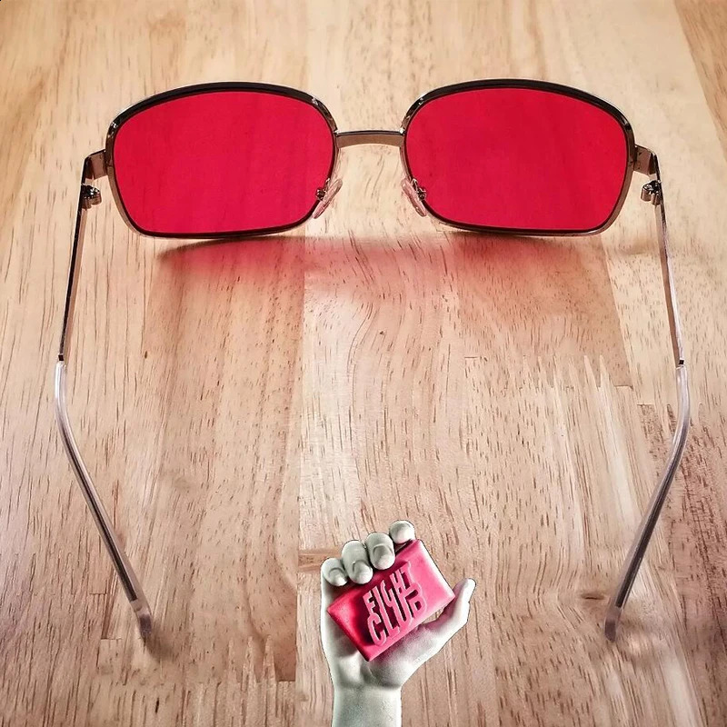 Project Mayhem Sunglasses Fight Club Tyler Durden Peoples 523 Brad Pitt men RED lens sunglasses with box 241230