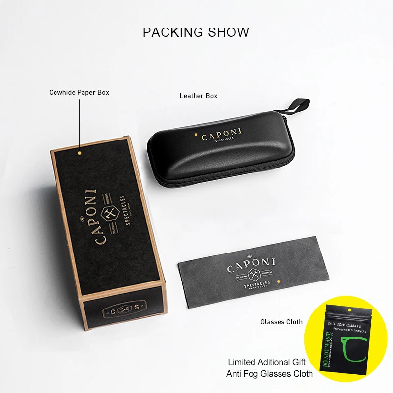 CAPONI Semi-Rimless Mens Glasses Frame Simple Business Pure Eyeglasses UV400 Spectacles J235115 241230