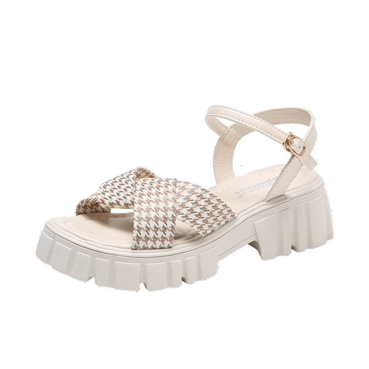 Ddmywed Strap High-Heeled Sandals Summer New Cross Thick Sole Fairy Style Bow Roman Shoes For Women Chinese Brand Shoes F1231-25 ddmythur