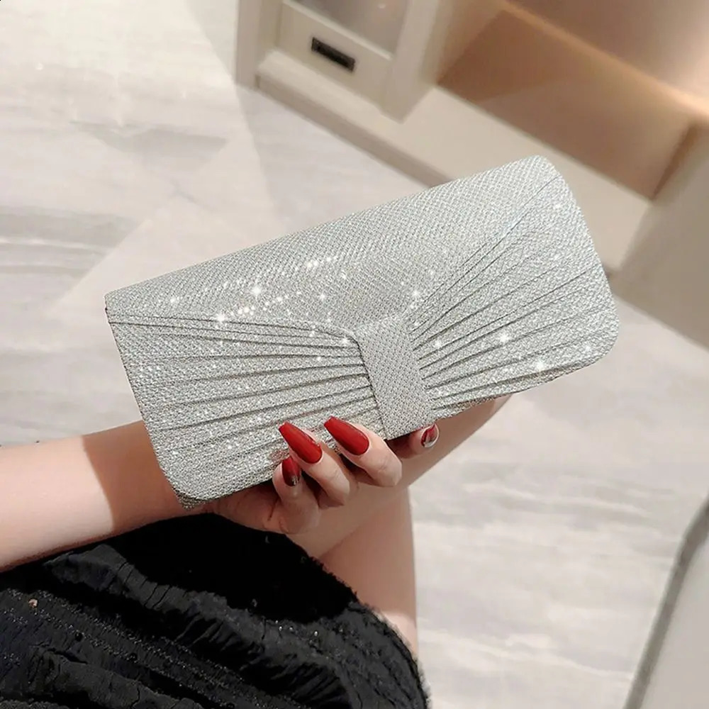 Gold Silver Evening Bag Women Elegant Fashion Banquet Clutch Chain Shoulder Bags Purse Female Wedding Party Bags 241231