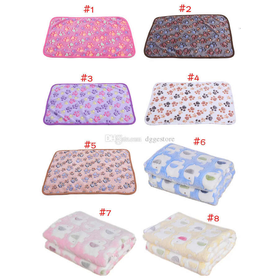 Super Blankets Soft Fluffy Dog Cat Mat Kennels Cute Ral Paw Print Puppy Warm Coral Veet Pet Blanket Dogs Kitten Sleeping Mats Cushion Color Wholesale 