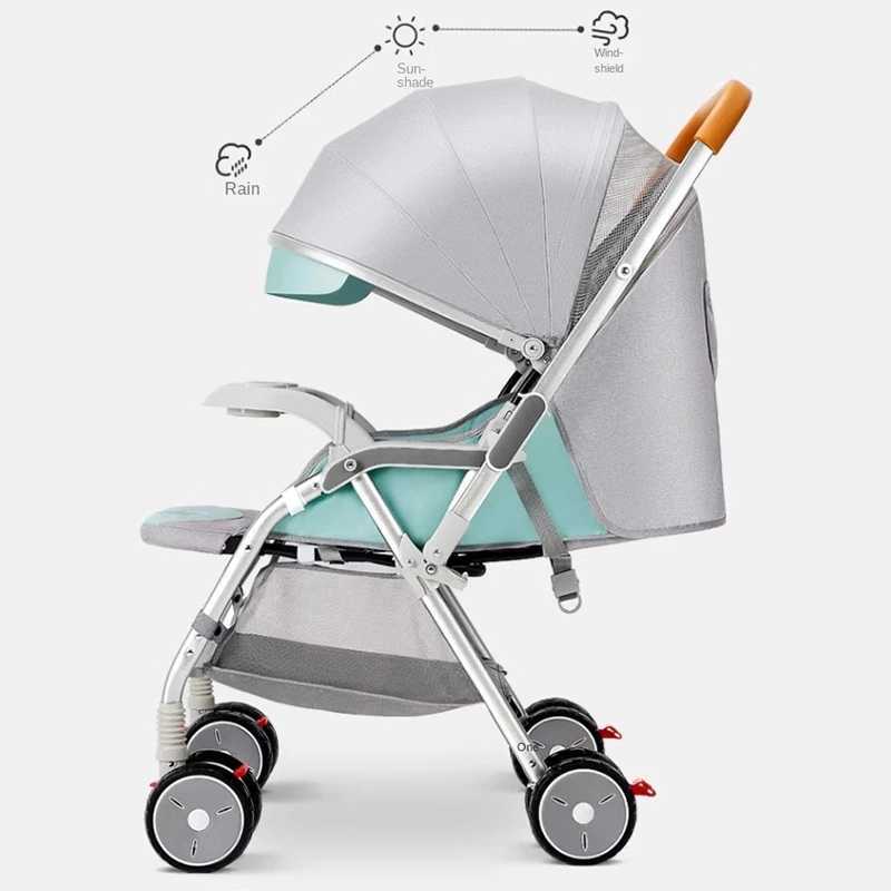 Universal Rear Wheel Baby Stroller Can Sit and Lie Down a Key Folding Portable Four Wheel Stroller Two-way Push Newborn CarXJ241231