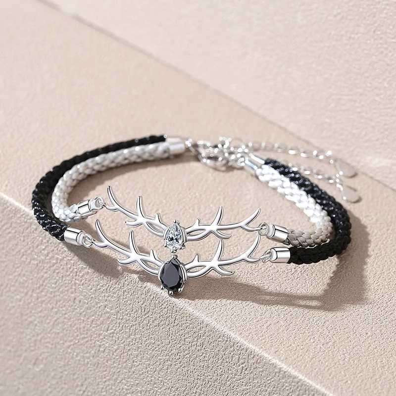 S925 sterling silver bracelet for womens couples original simple deer antler bracelet Christmas gift 925 silver jewelry W241231