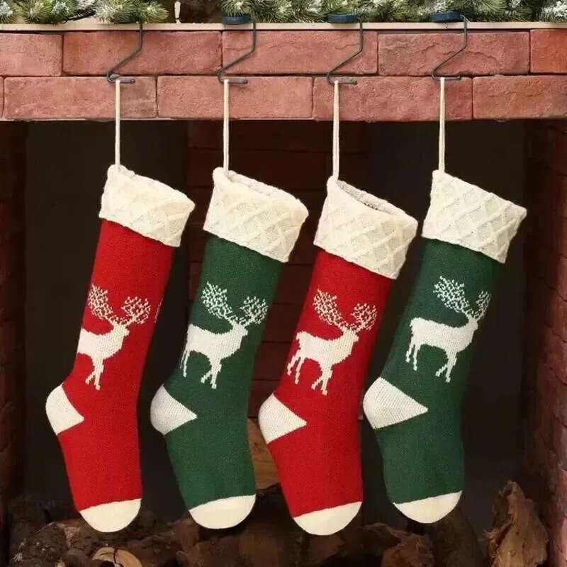 Christmas Stocking High Personalized Quality Gift Bags Knit Decorations Xmas Socking Large Decorative Soc 1102