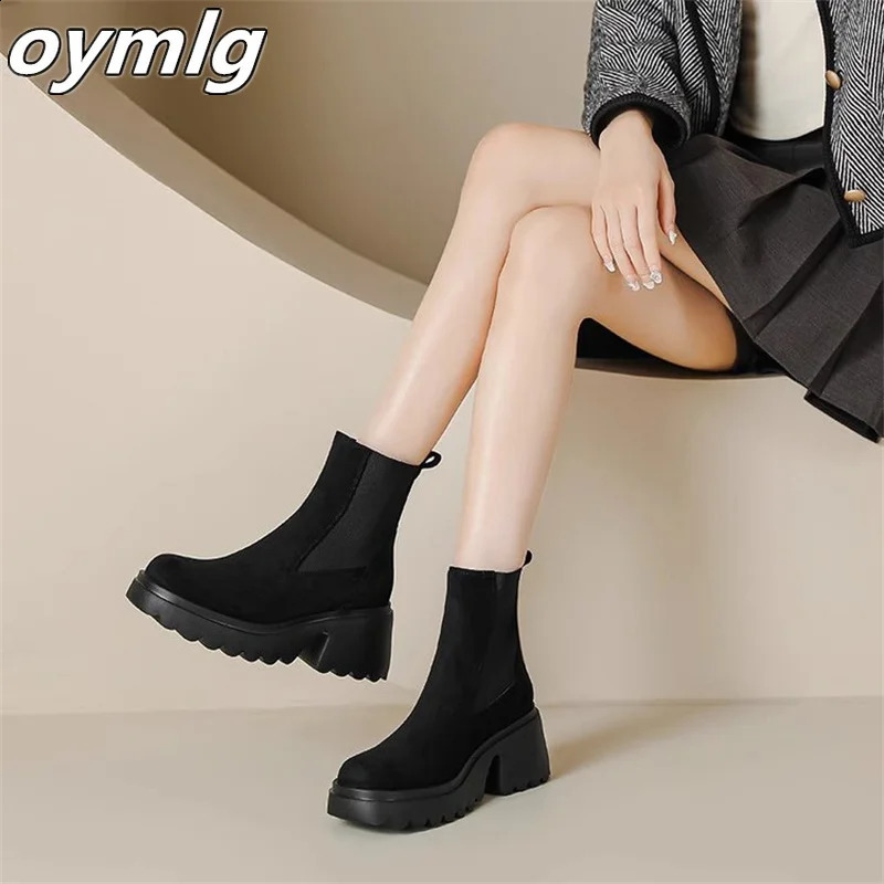 High Heel Suede Elastic Boots for Women Fashion Boots Elevated Short Tube Fashion Boots platform boots 241231