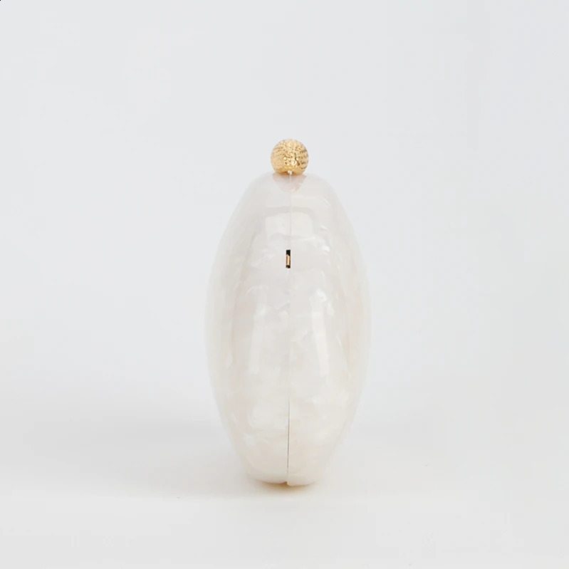 Egg shape Clutch Bag Acrylic purse women wedding evening party cute ivory pearl box purse handbag summer 2025 241231