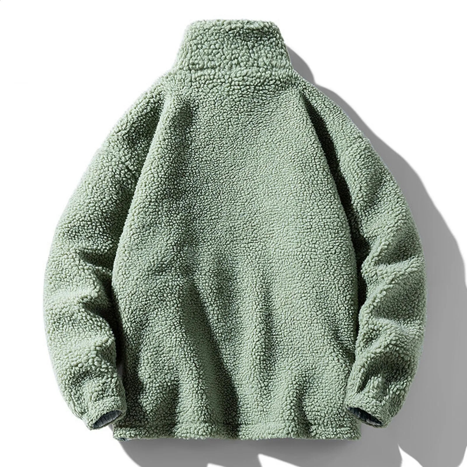 Lamb Fleece Winter Jackets Warm Coats Men Fluffy Jacket Streetwear Harajuku Fuzzy Zipper Coat Men Fashion Stand Collar Parkas 241225