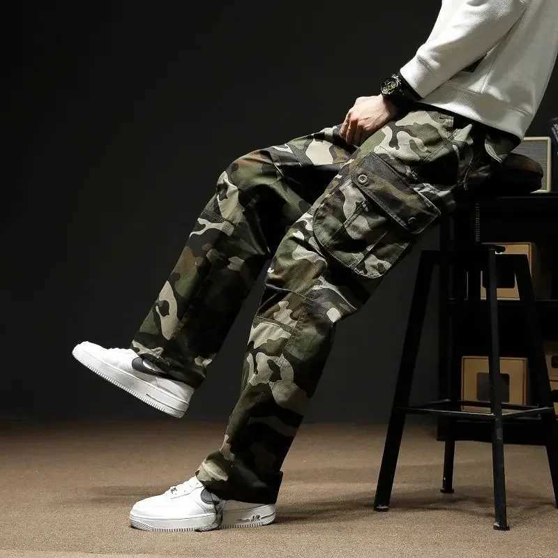Trousers Mens Camo Casual Korean Cotton Designer Loose Camo Product Pants Mens Cheap Techwear Fashion Street Emo W241231