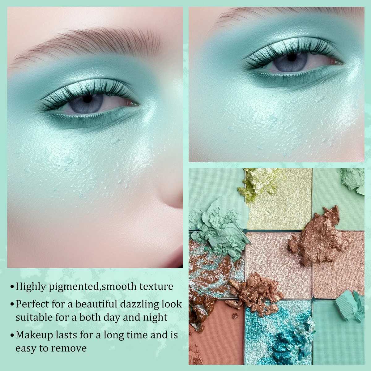 The popular green eye shadow palette in 2024 natural and shimmer appearance pearl matt waterproof not easy to darken the earth nine grid eyes W241230