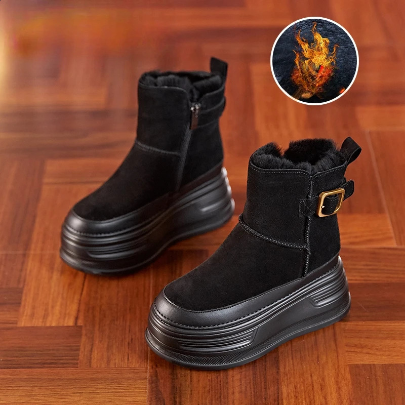 Winter Outdoors High Quality Suede Platform Women Boots Hidden Heels Warm Womens Ankle Booties Botines De Mujer 241231