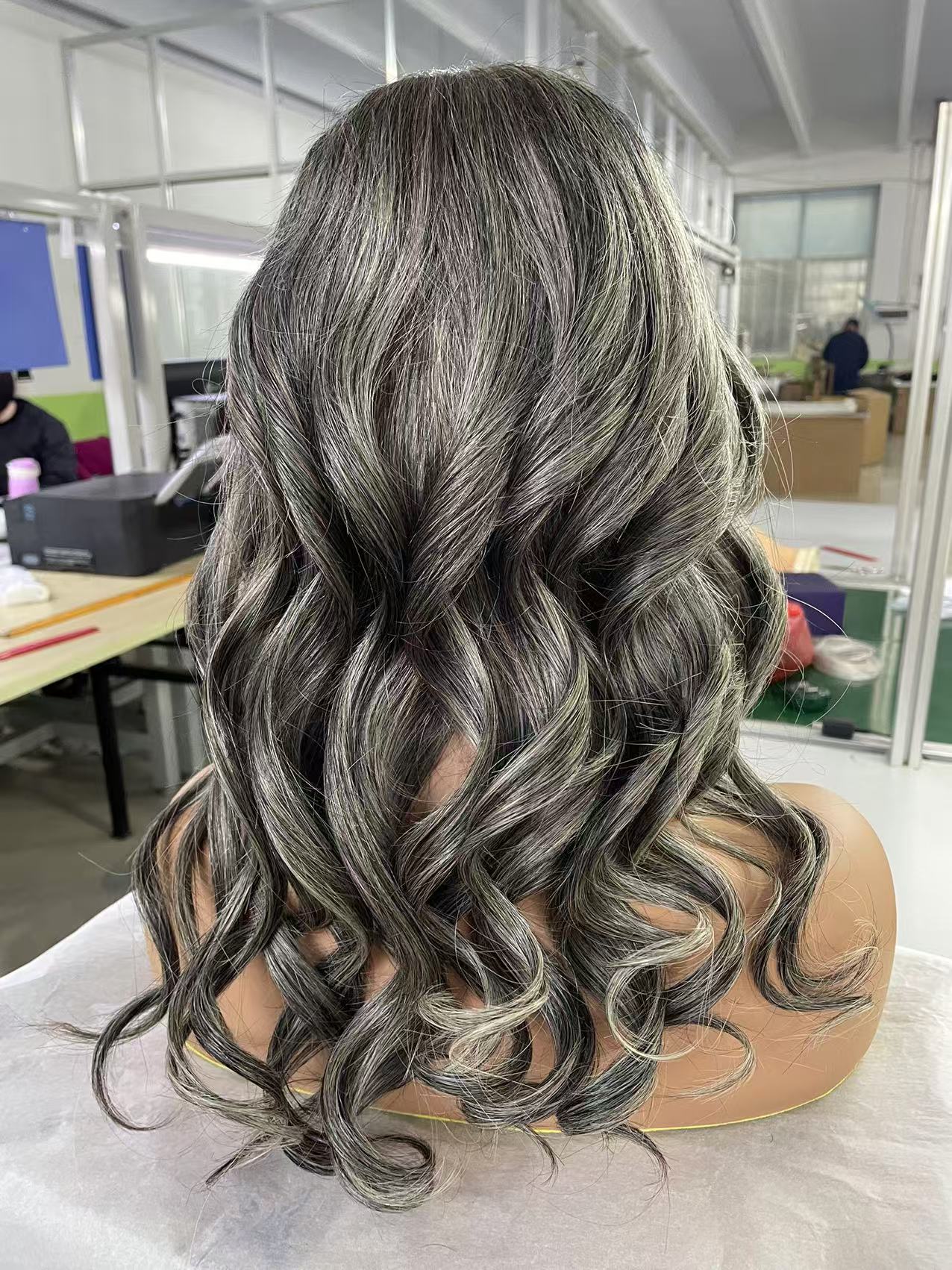 Gray lace wigs human hair 5x5 hd lace raw virgin real human hair silver grey salt and pepper natural gray hand made silk closure layered bob wigs