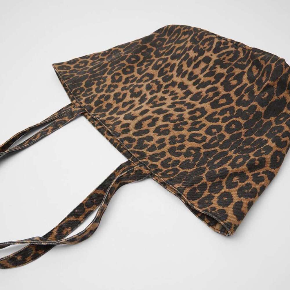 Women's New Large Capacity Tote Bag, Women's Leopard Animal Print Fabric, Single Shoulder Hand-Held Shopping Bags