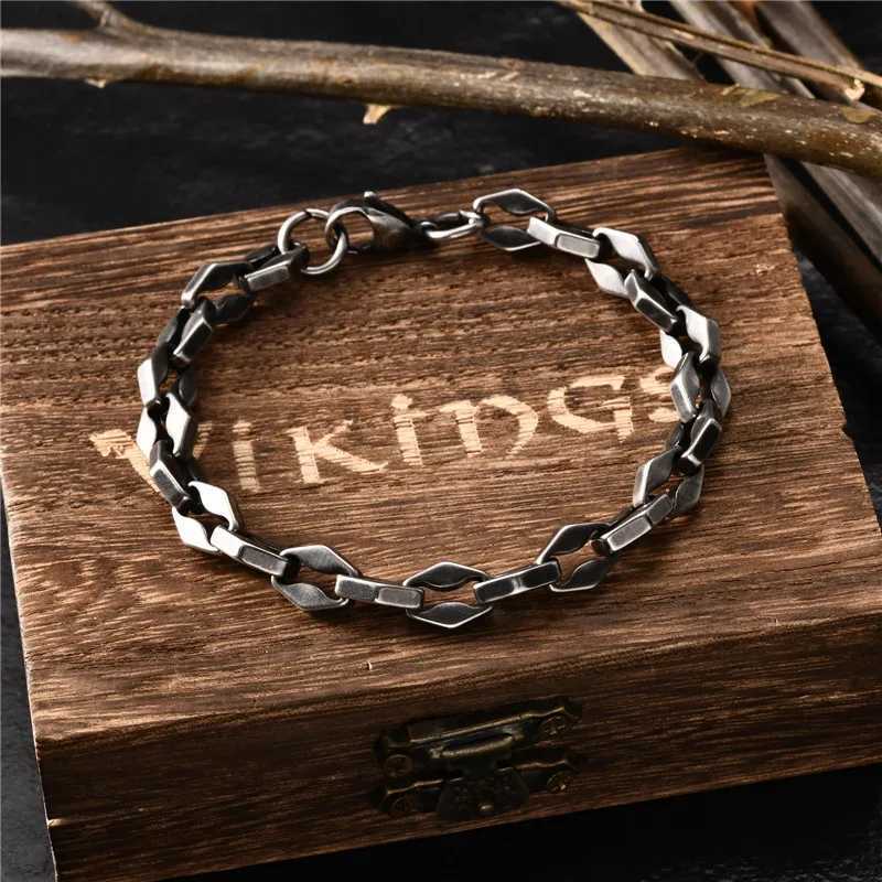 LETI stainless steel block handmade chain link bracelet mens diamond chain link wristband punk rock jewelry gift W241231