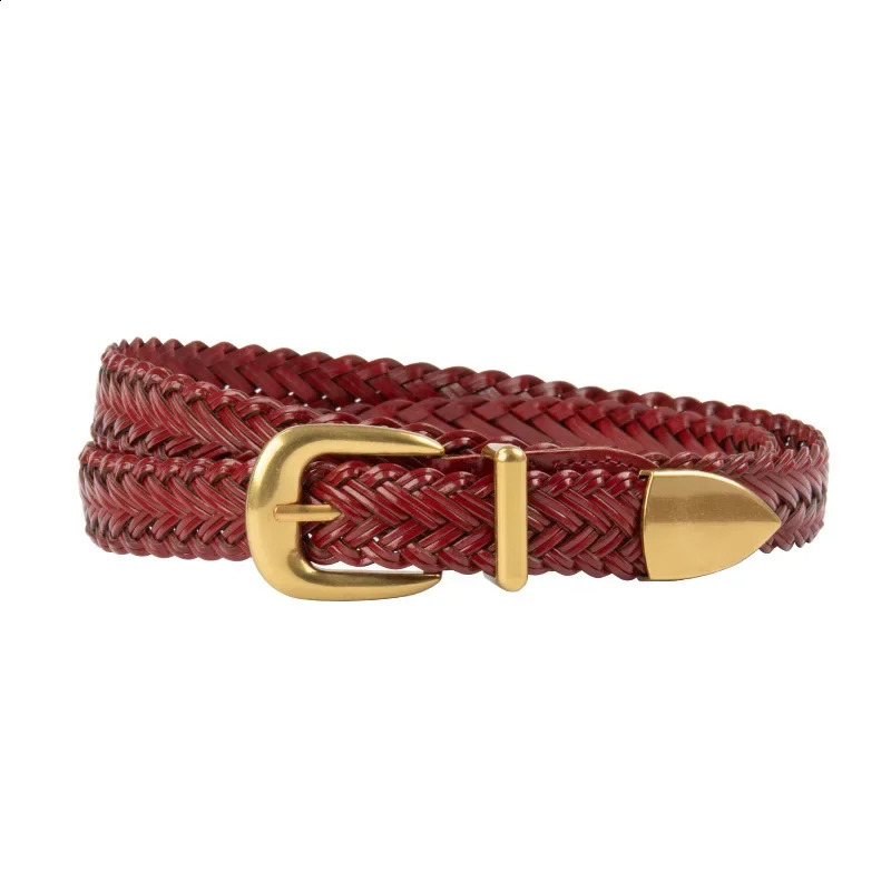 Rhododendron bird woven womens belt paired with jeans and casual pants decoration versatile womens belt 241226
